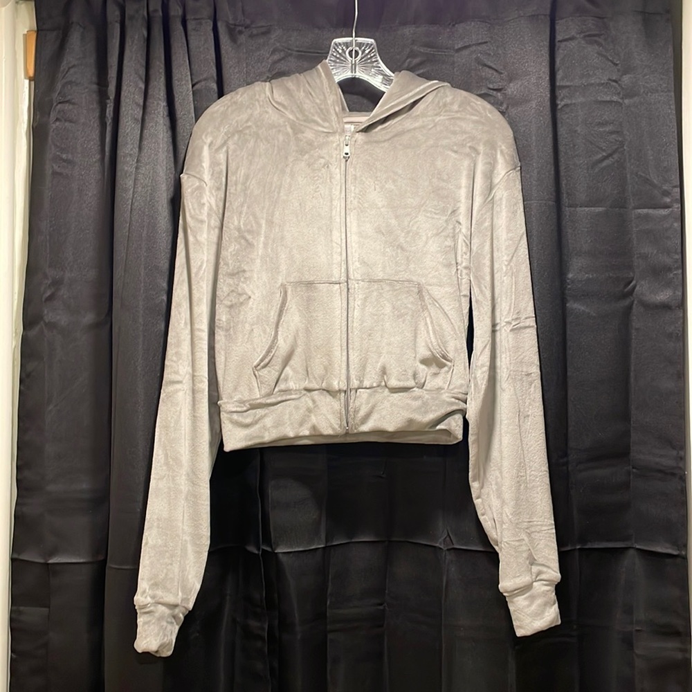 New with tags Skims Velour zip up hoodie in the color smoke